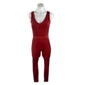 Fabletics Motion365+ Red Open Back Yoga Athletic Activewear Jumpsuit Romper Sz M